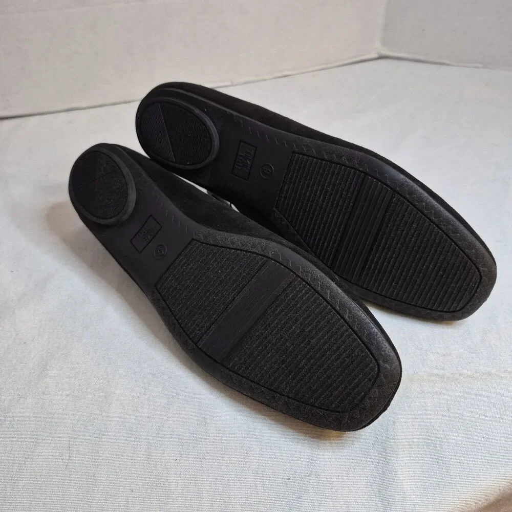 Time And Tru Women's Corset Ballet Flats Size 9 Black Faux Suede  Grommets